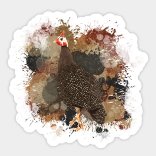 Guinea Fowl Abstract Paint Splatter Design in Warm Earth Tones Sticker